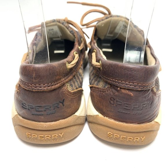 SPERRY TOP SIDER Genuine Leather Brown Houndstooth Loafers Boat Shoes Flats sz 8 - Picture 2 of 16